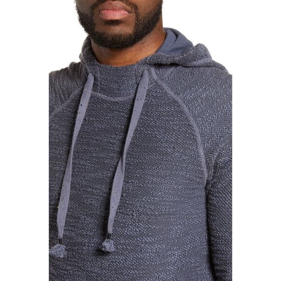 Mills Supply Mens Huntington Slub Hooded Sweatshirt Blue L - Picture 4 of 4